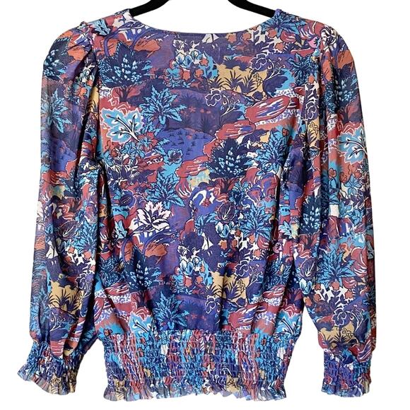 Anthropologie Ines Smocked Surplice Blouse Top, XS - Picture 5 of 8